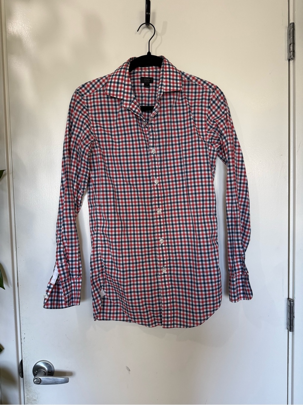 J. Crew Red and Blue Gingham Button-Down Shirt